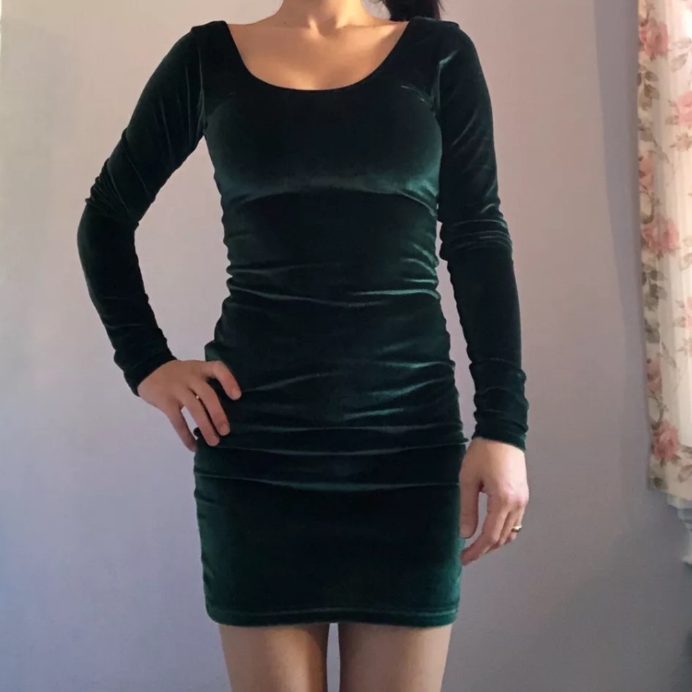 American Apparel Green Body-con Velvet Dress Sz XS